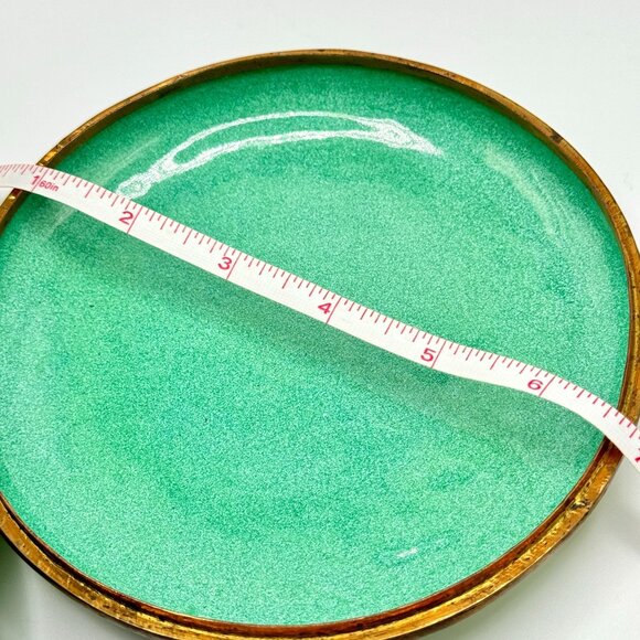 Vtg Hand-Painted Floral Enamel Trinket Box Birds & Blossoms 6" Diameter - Picture 6 of 16